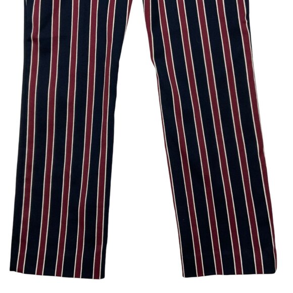 Frame Backstage Striped Trousers Pants 2 Navy Multi High Rise Straight Leg - Picture 10 of 12